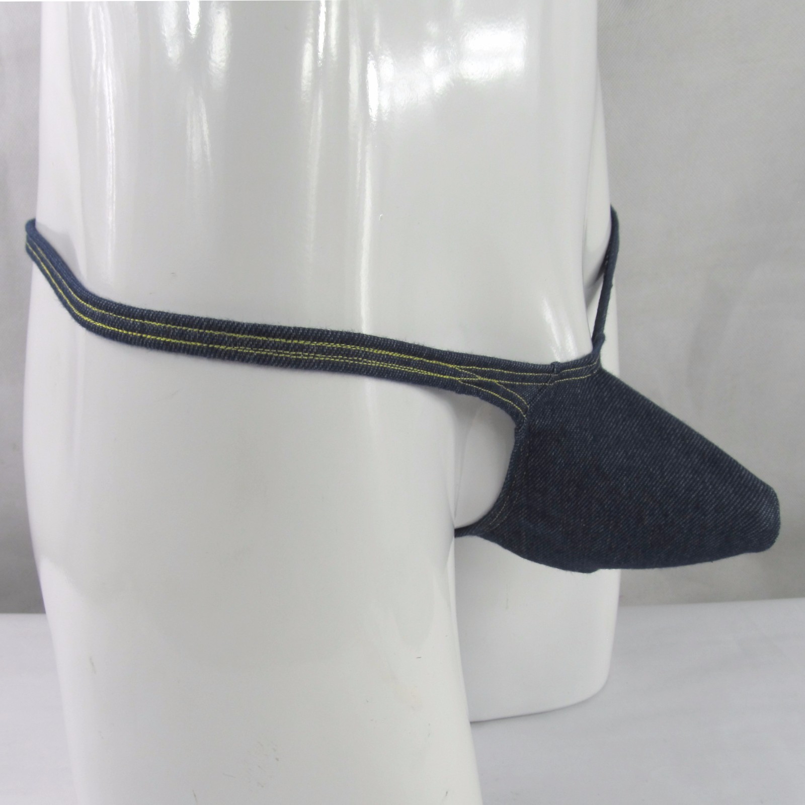 K403D String Thong Grape Smugglers Contoured Pouch Indigo Denim Knit stretchy