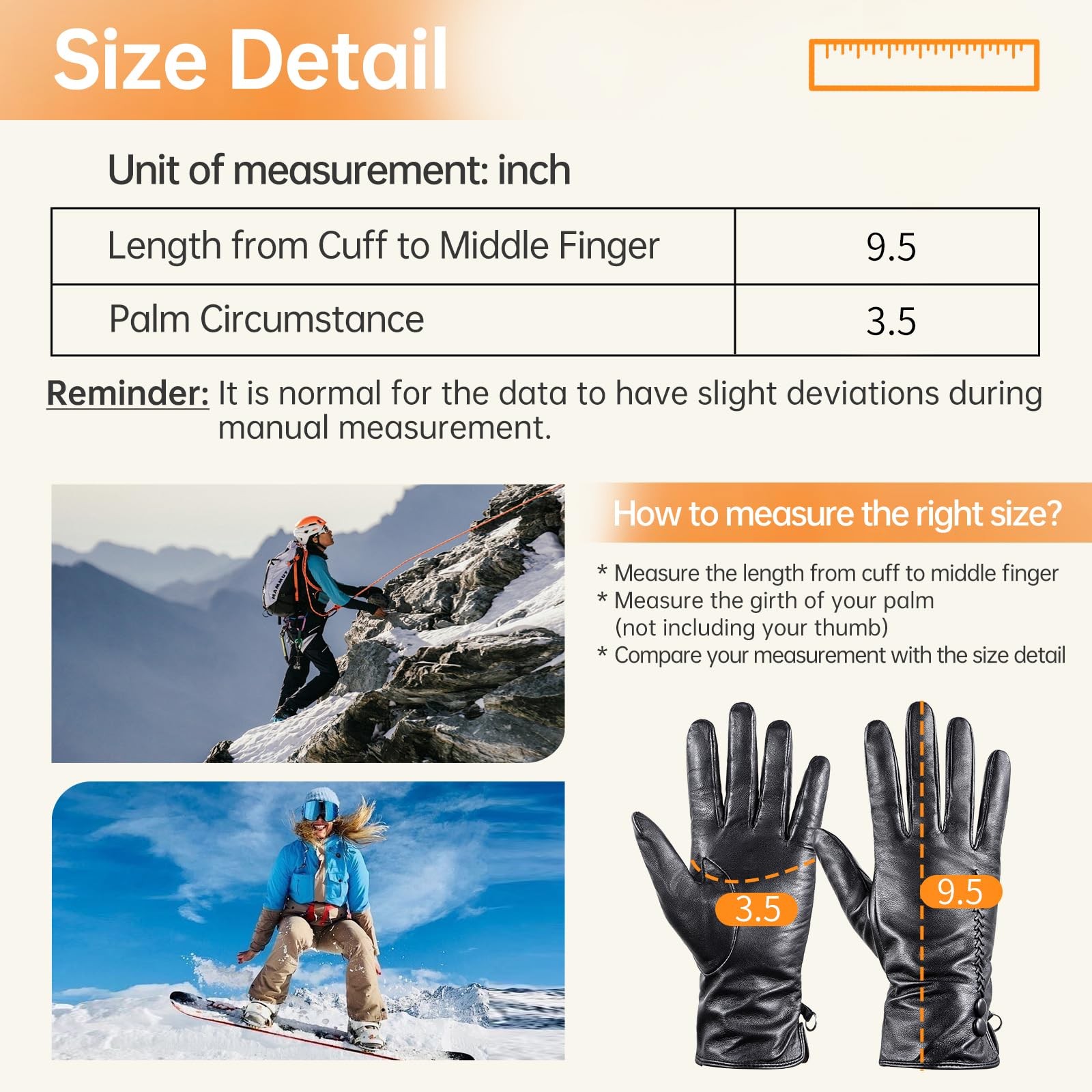 Sheepskin Leather Gloves for Women, Soft Warm Cashmere Lining Full Hand Touch…