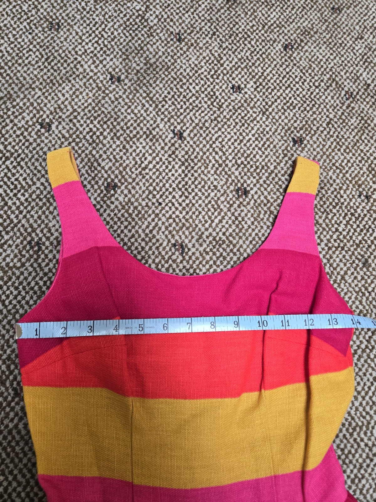 RARE Vtg Parade New York Orange Fuschia Yellow Striped Fit Flare Dress 50s sz XS