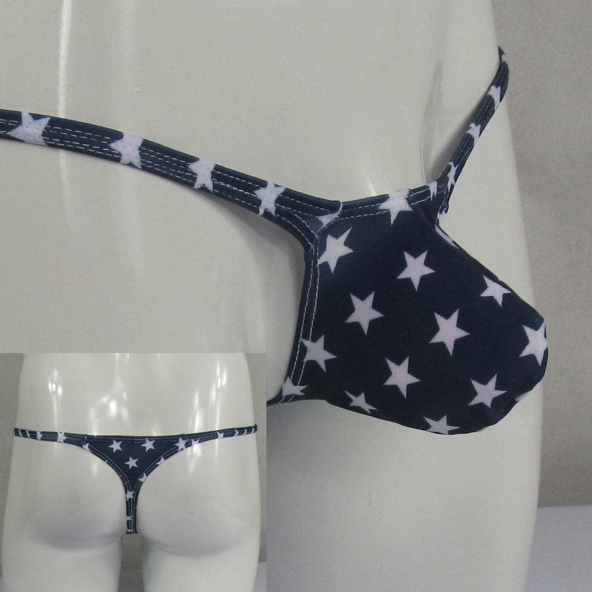 K403 P Hot Men String Thong Bulge Pouch T-back Star & Stripes Patriotic