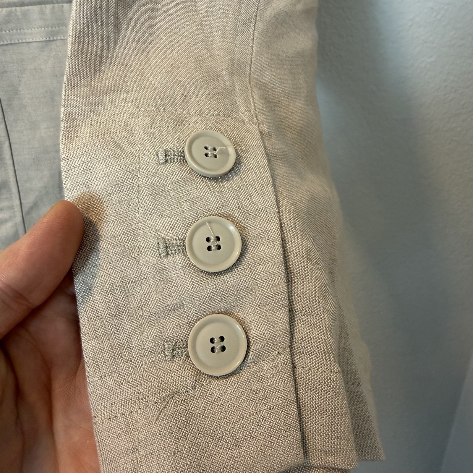 LANE BRYANT Size-28 Womens Linen Blend Blazer Lightweight Natural Beige