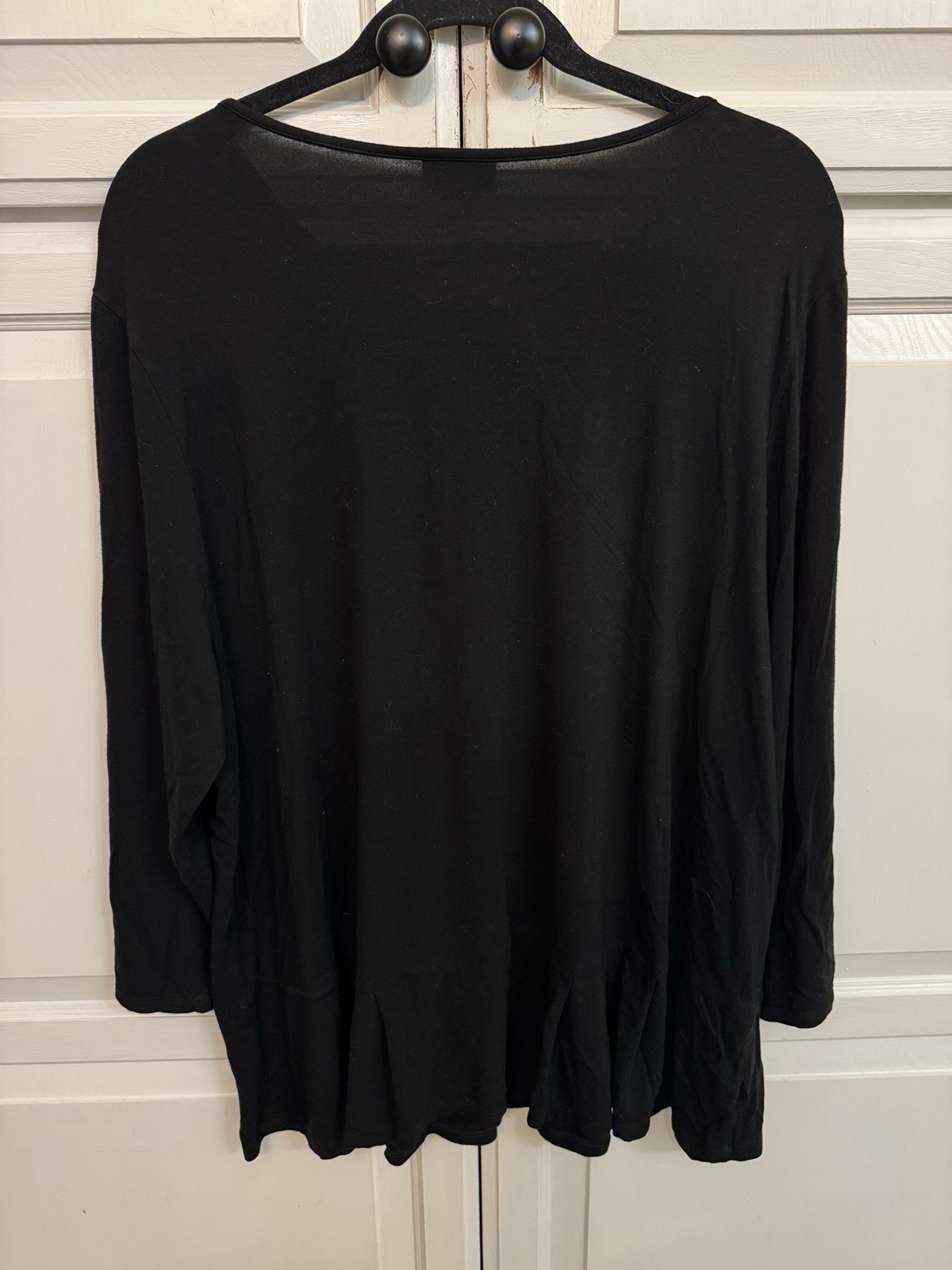 J.Jill Wearever Collection Top Women’s XL Black Ruffle Hem Long Sleeve Blouse