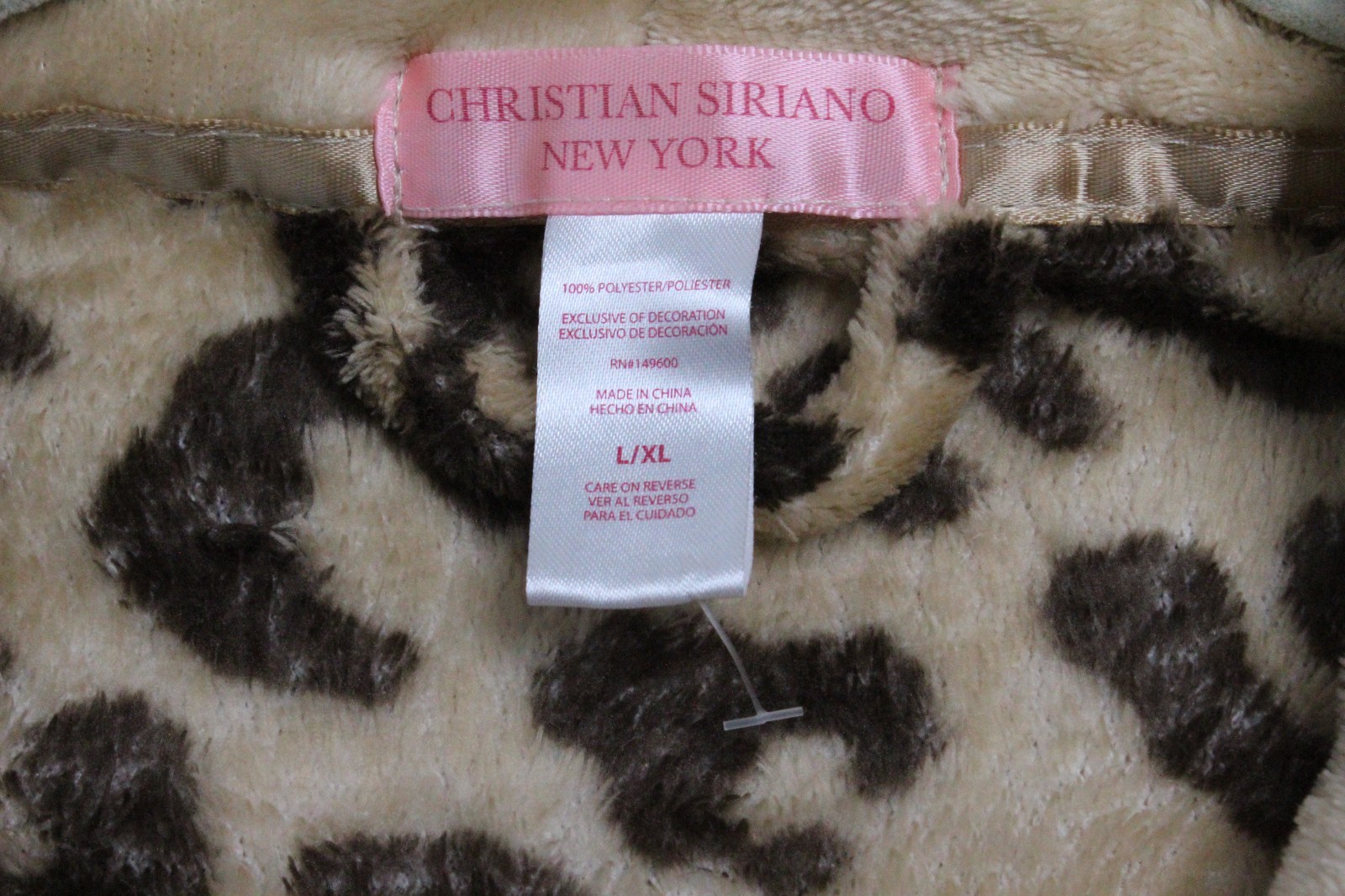 Christian Siriano New York Brown Animal Print Fleece Long Sleeve Robe Women L