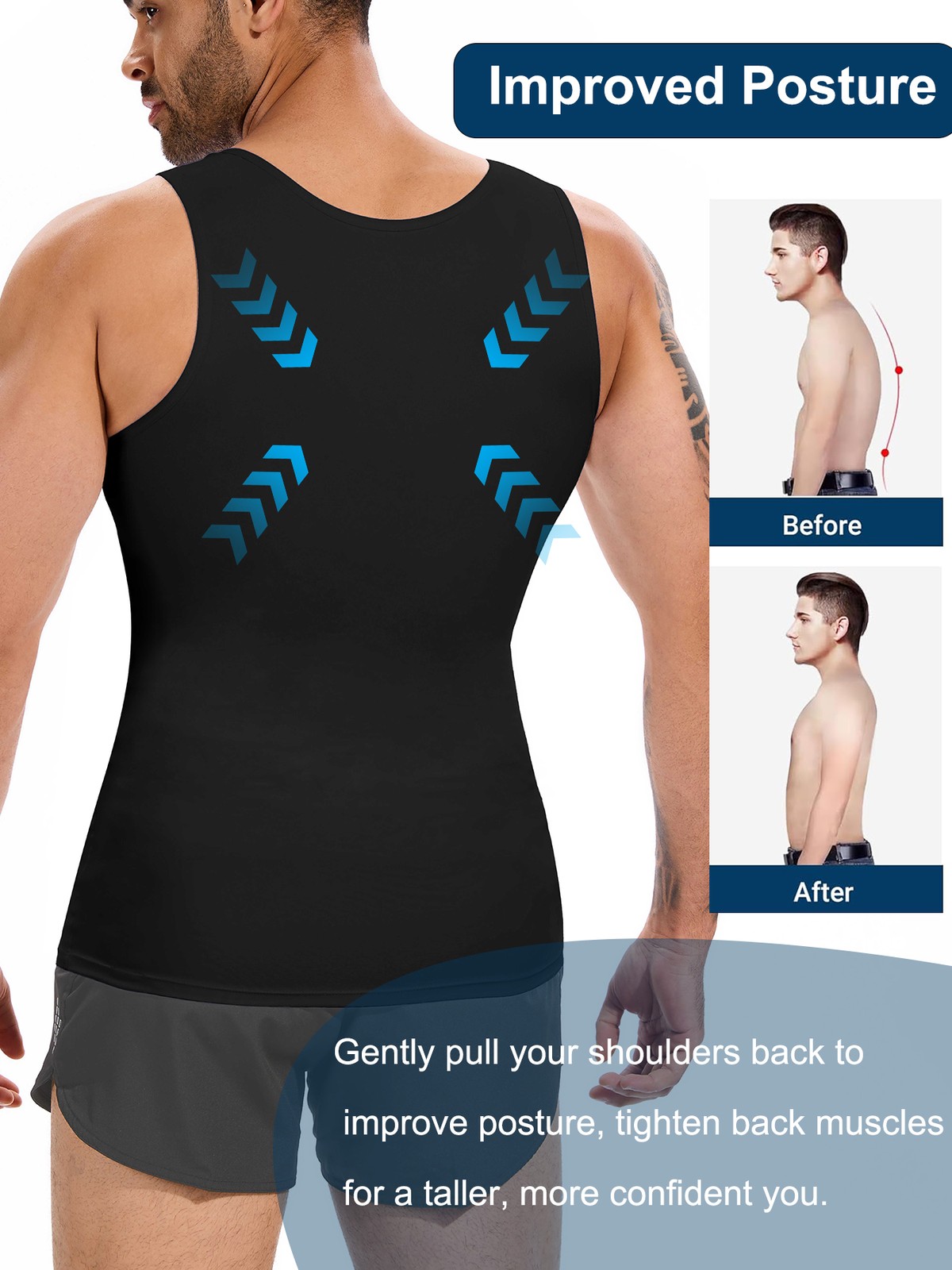 Mens Body Shaper Gynecomastia Compression T-Shirt Slimming Belly Chest Tank Top
