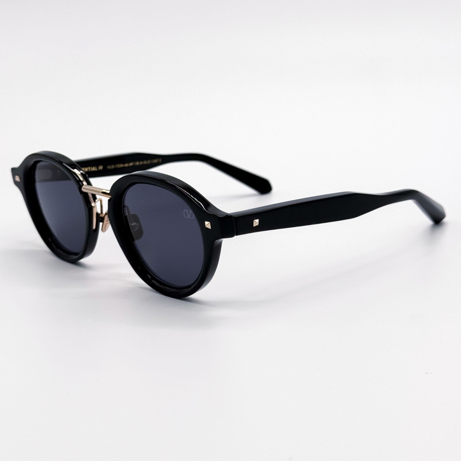NEW VALENTINO SUNGLASSES VLS-132A BLACK/GRAY MEN ROUND EYEWEAR