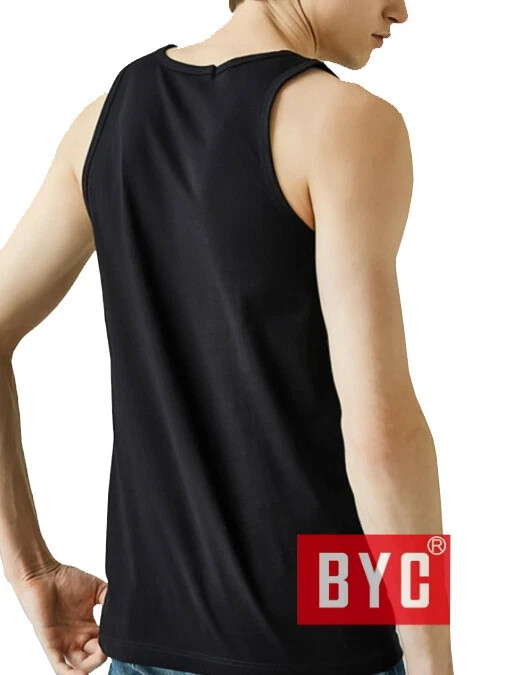 12 Pack BYC Men’s Black 100% Cotton Undershirts Tank Top A Shirts S M L XL 2XL