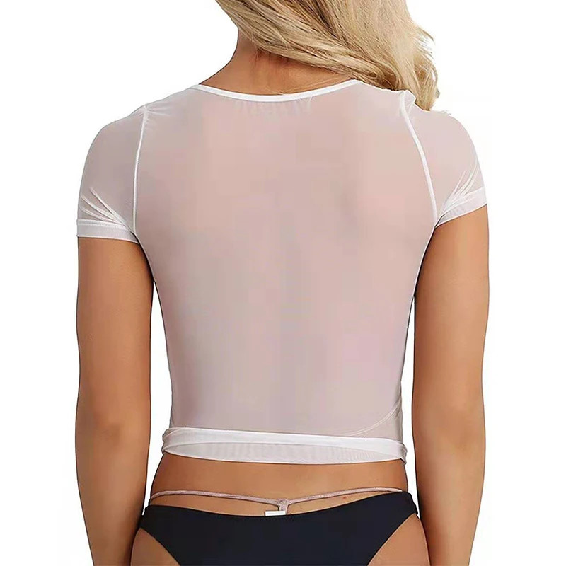 Women Sexy Lingerie See Through Mesh Sheer Tank Crop Top clubwear party Tee