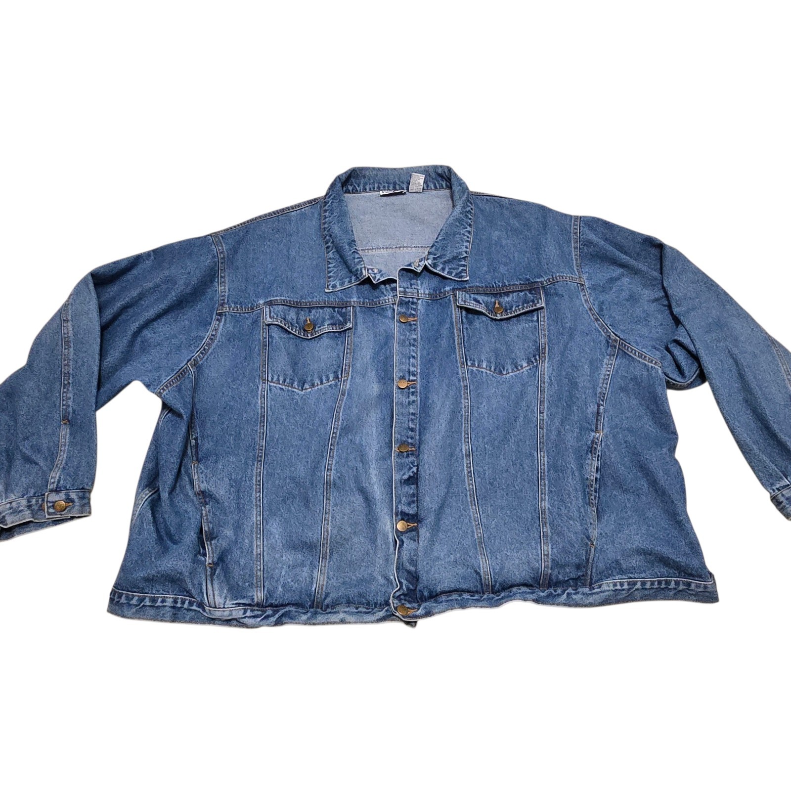 Men’s 7XL Denim Trucker Jean Jacket Blue by Kingsize, Big & Tall