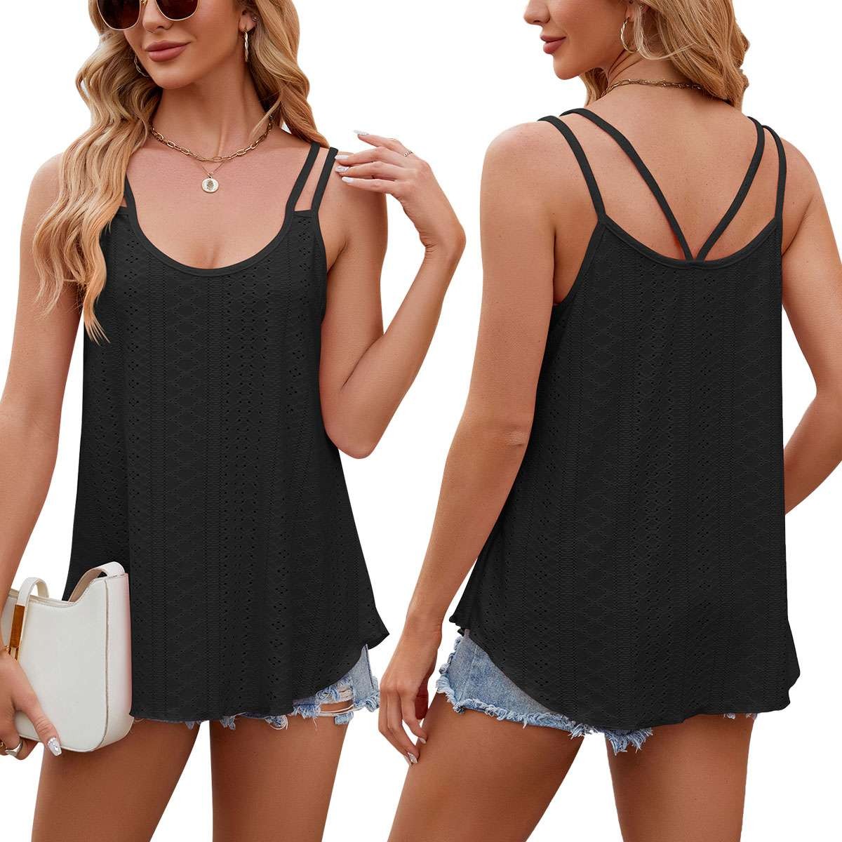 Women’s Sleeveless Loose Fit Flowy Tank Top Camisole Summer Beach Top Blouse