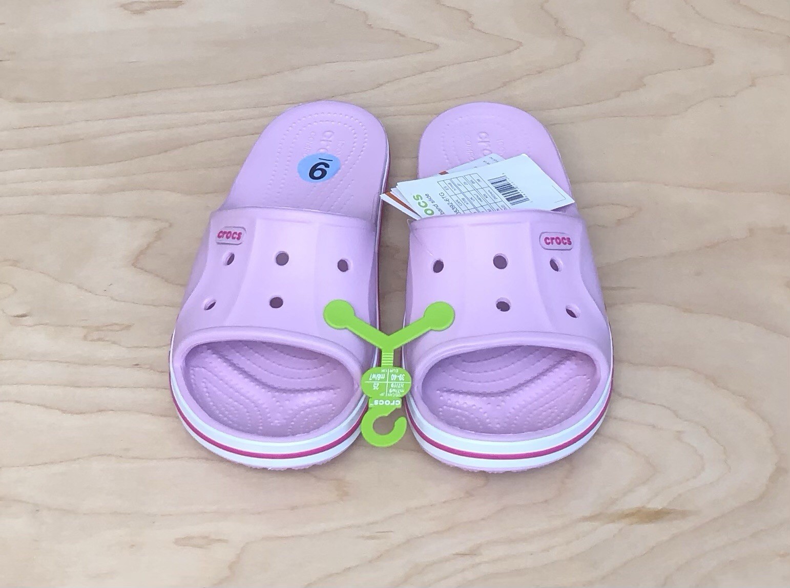 Crocs Bayaband Pink Slides Slip On Comfort Water Resistant Womens Size 9 NWT.