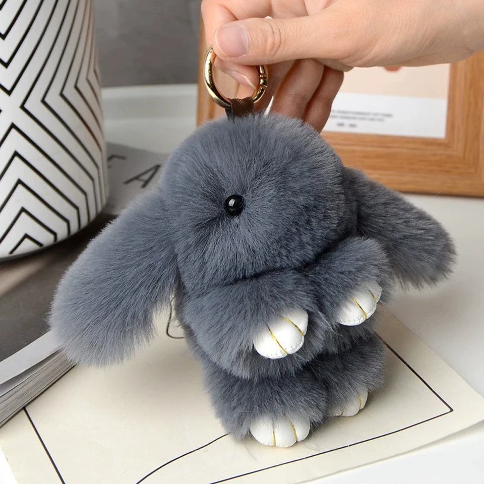 New! Soft Cute Bunny Rabbit Keychain Fur Stuffed Animal 15cm