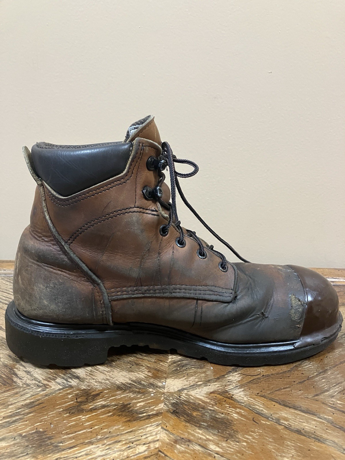 Red Wing Men’s 4425 6 Inch Work Boot Size 11.5 D USA with Tuff Toe added.