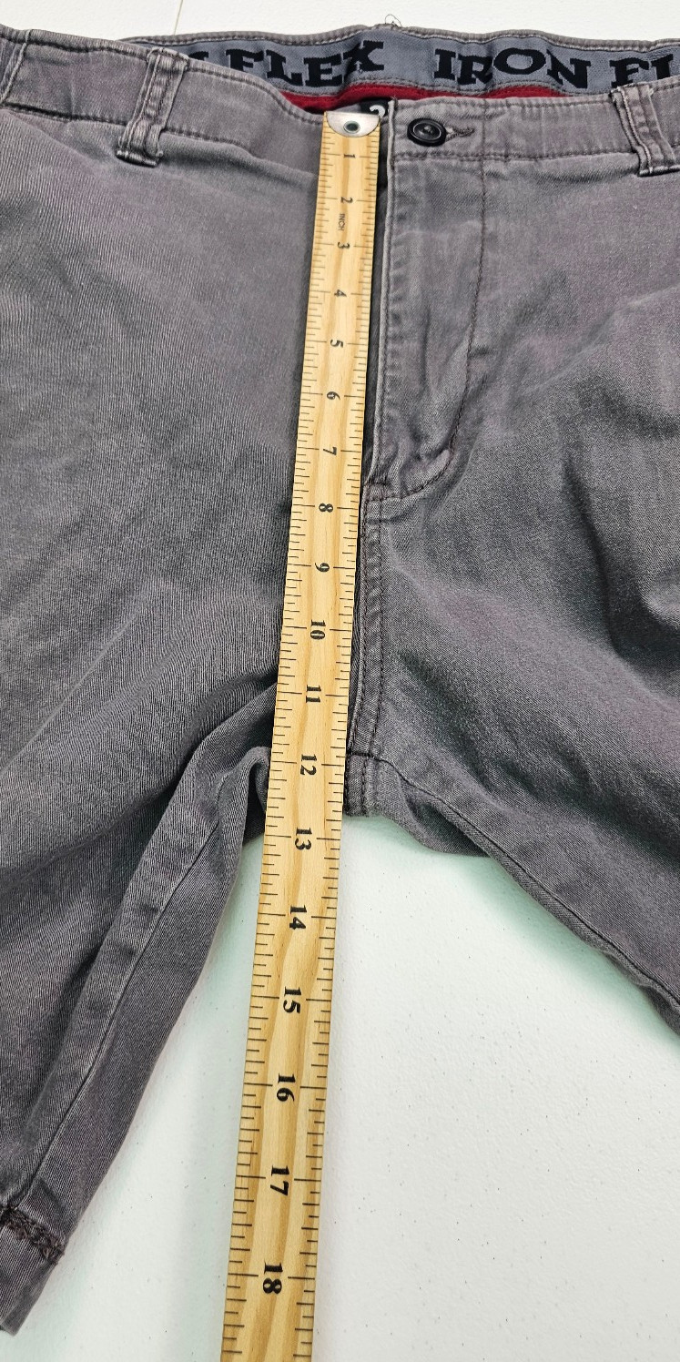 Iron Co Mens Shorts 38 Grey Flex Waistband Comfort Stretch Flat Front 1435250S