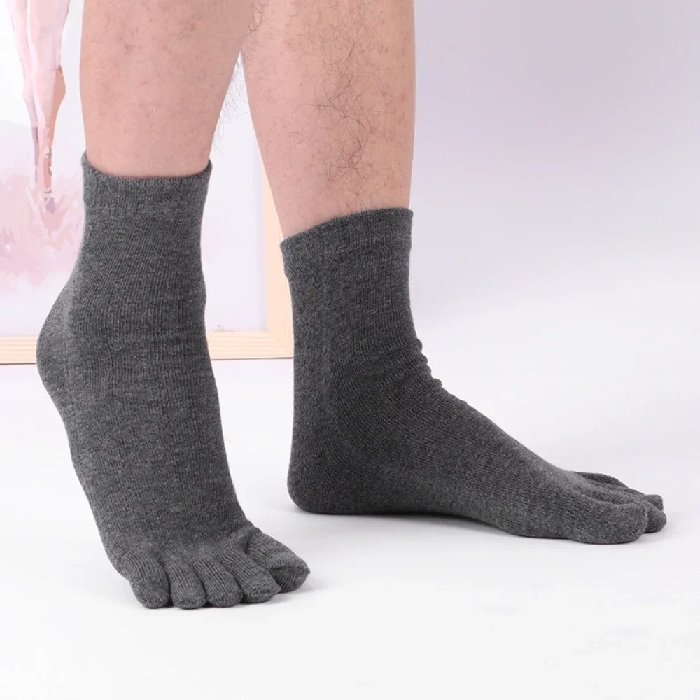 5 Pairs Men’s Toe Socks Cotton Five Finger Breathable Sports Casual Dress Socks