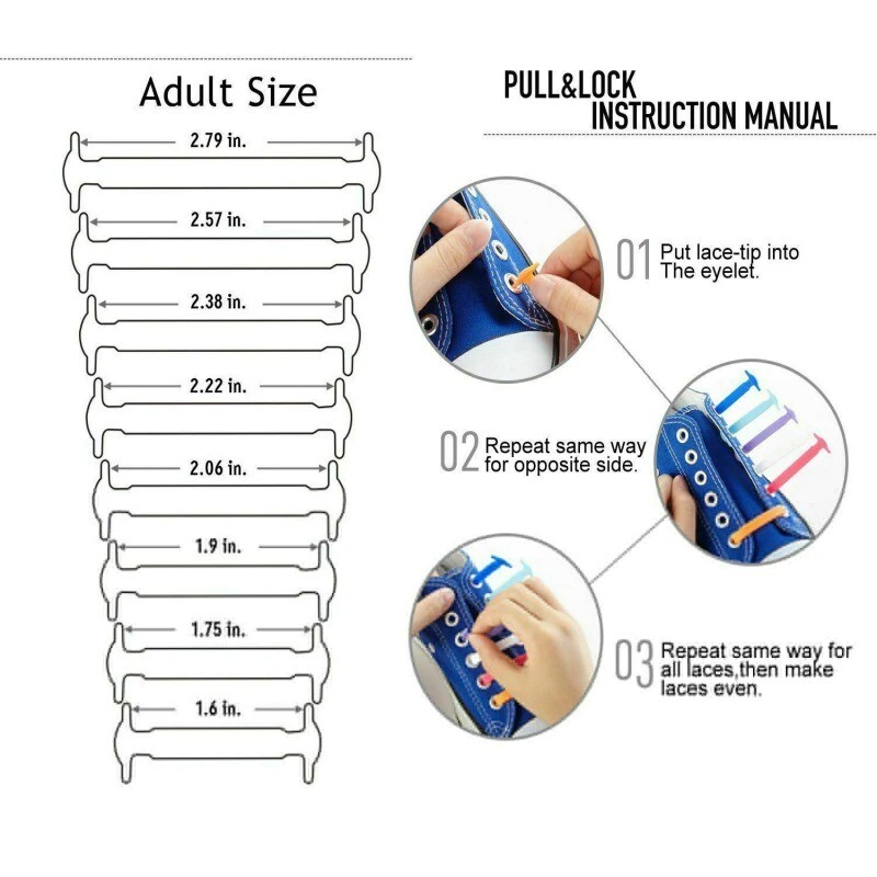16Pcs Easy No Tie Shoelaces Elastic Flat Lazy Silicone Shoe Lace Strings Adult