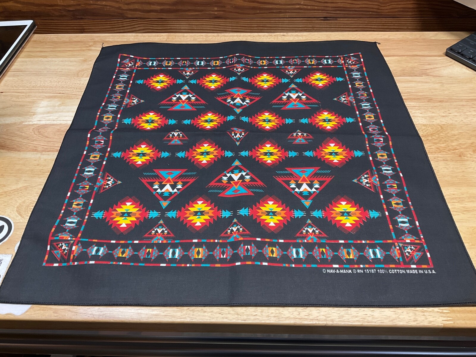 Apache Bandanna Approx 22″x22″ 100% Cotton USA made Bikers to Hikers Crafts Fun
