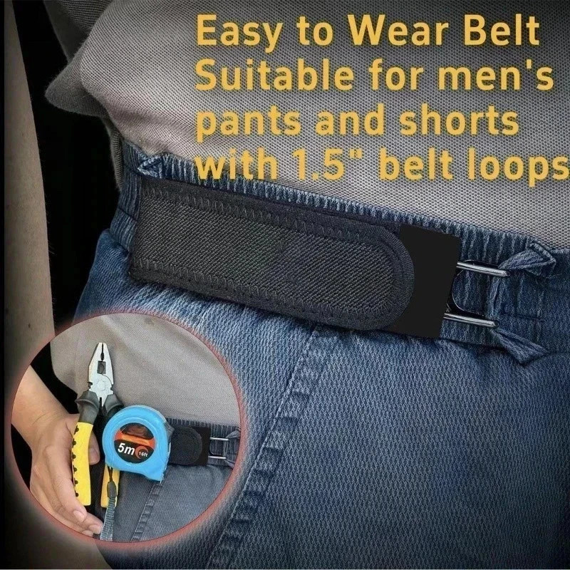 2PCS Tactical Metal Hook Elastic Belt Buckle-Less Invisible Waist Belt Closure