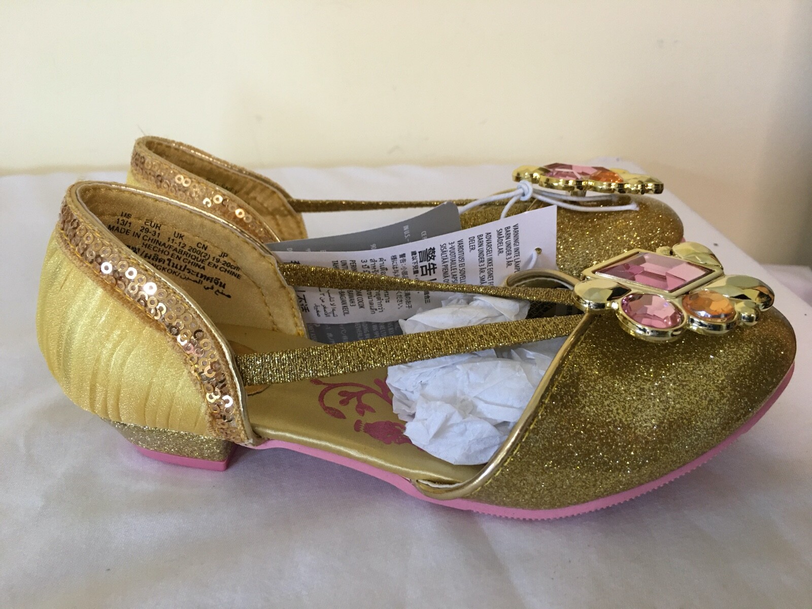 NWT Disney Store Belle Costume Shoes Girl Princes Beauty and the Beast Many size