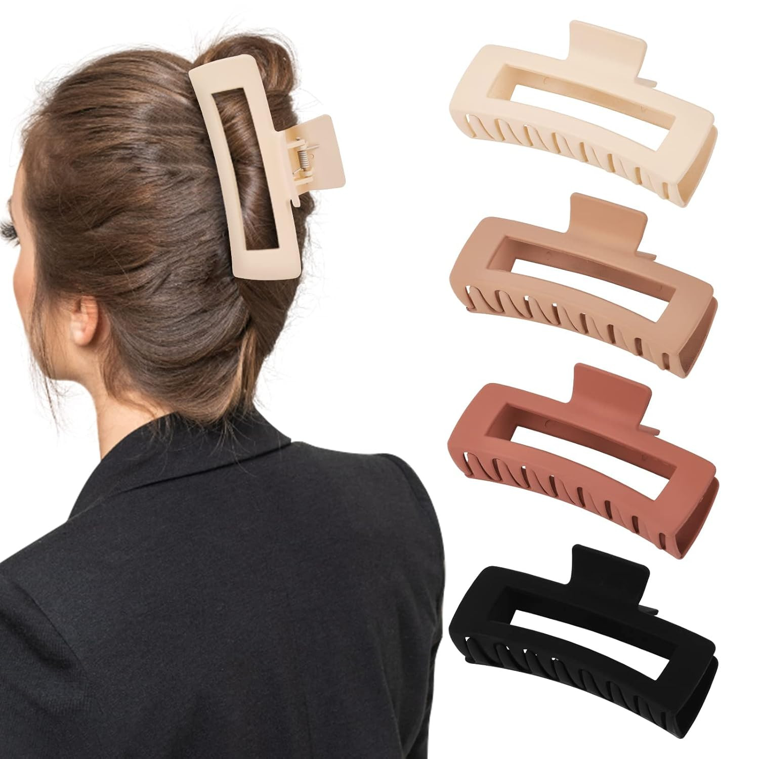 4 Pack 5 Inch Extra Large Claw Clips for Thick Hair, Matte Non-Slip XL Big Claw