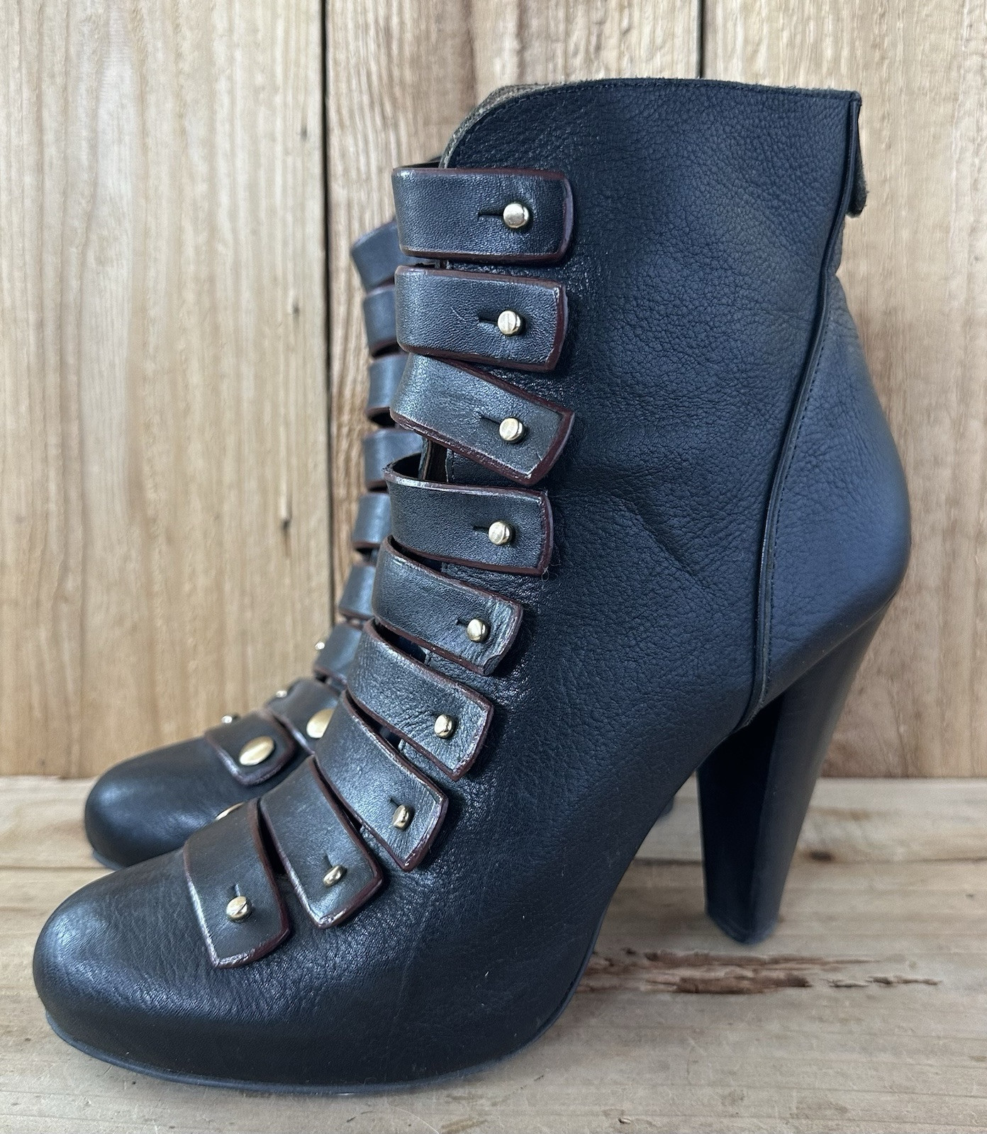 Cynthia Vincent Steampunk Heeled Shoes Sz 7.5 Grunge Hipster Victorian Black