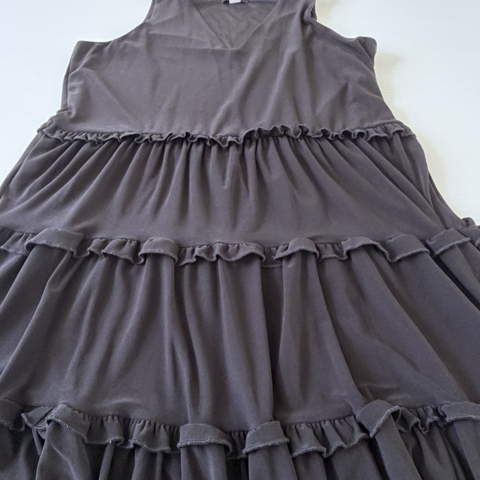 TOMMY HILFIGER Size 8 Dress Black Tiered Ruffles Sleeveless Stretch Knit Capsule