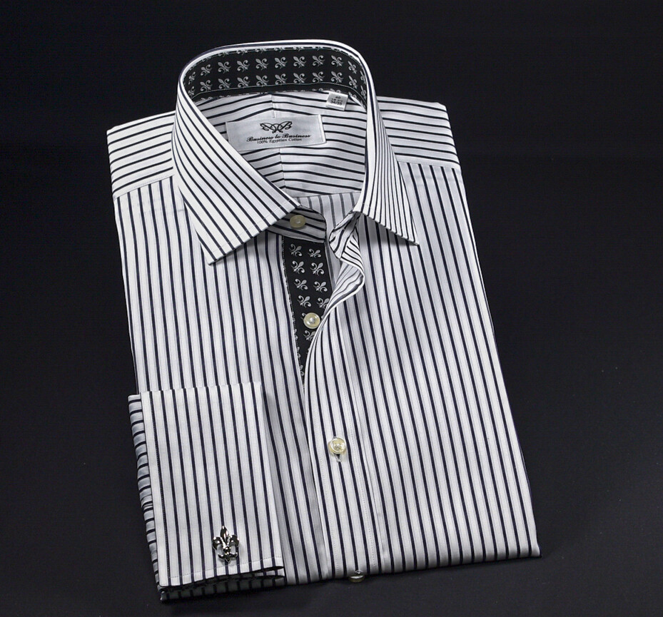 Black Stripe Formal Business With Black Fleur-de-lis Inner Lining Professional