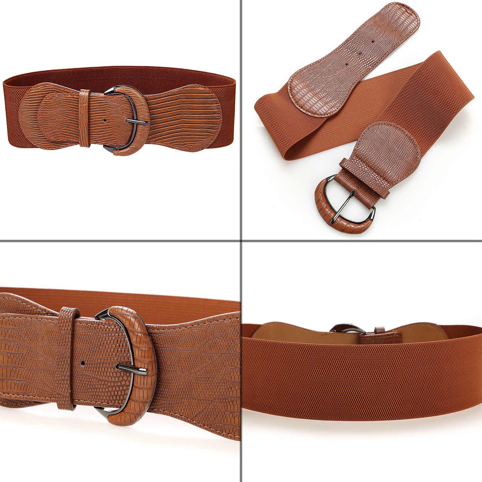 Women’s Fashion Wide Elastic Waist Belt Leather Stretch Cinch Dress Waistband