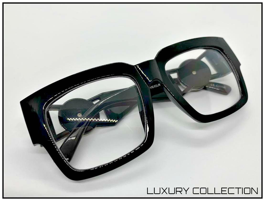 CLASSIC RETRO HIP HOP Style Clear Lens EYE GLASSES Thick Frame Silver Medallion