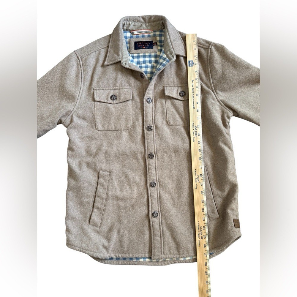 The Normal Brand Wool Blend Shirt Jacket Brown Plaid Lined M