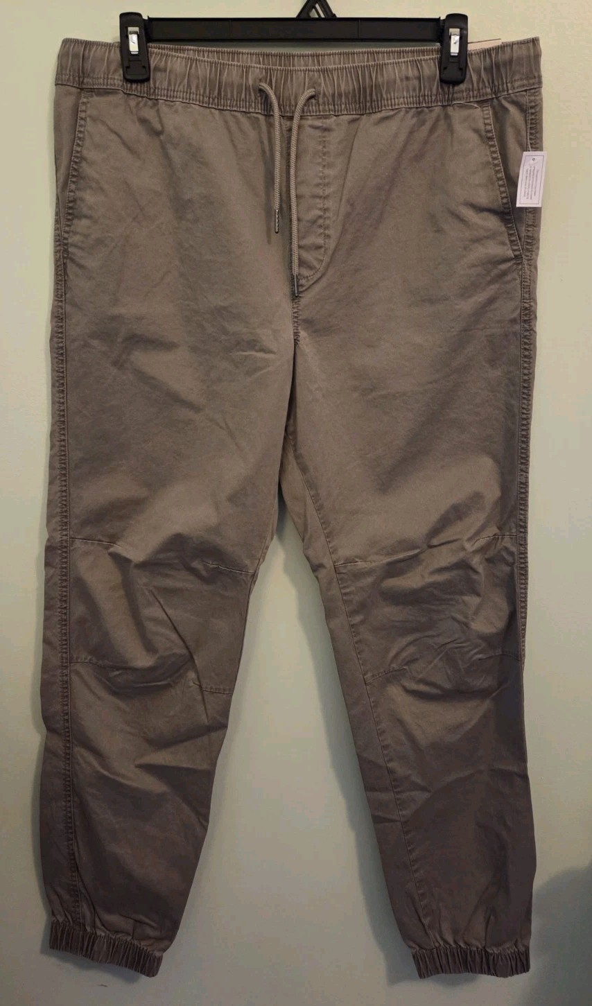 No Boundaries Men’s LARGE 36-38 Twill Jogger Pants LIGHT TAUPE Straight #10726