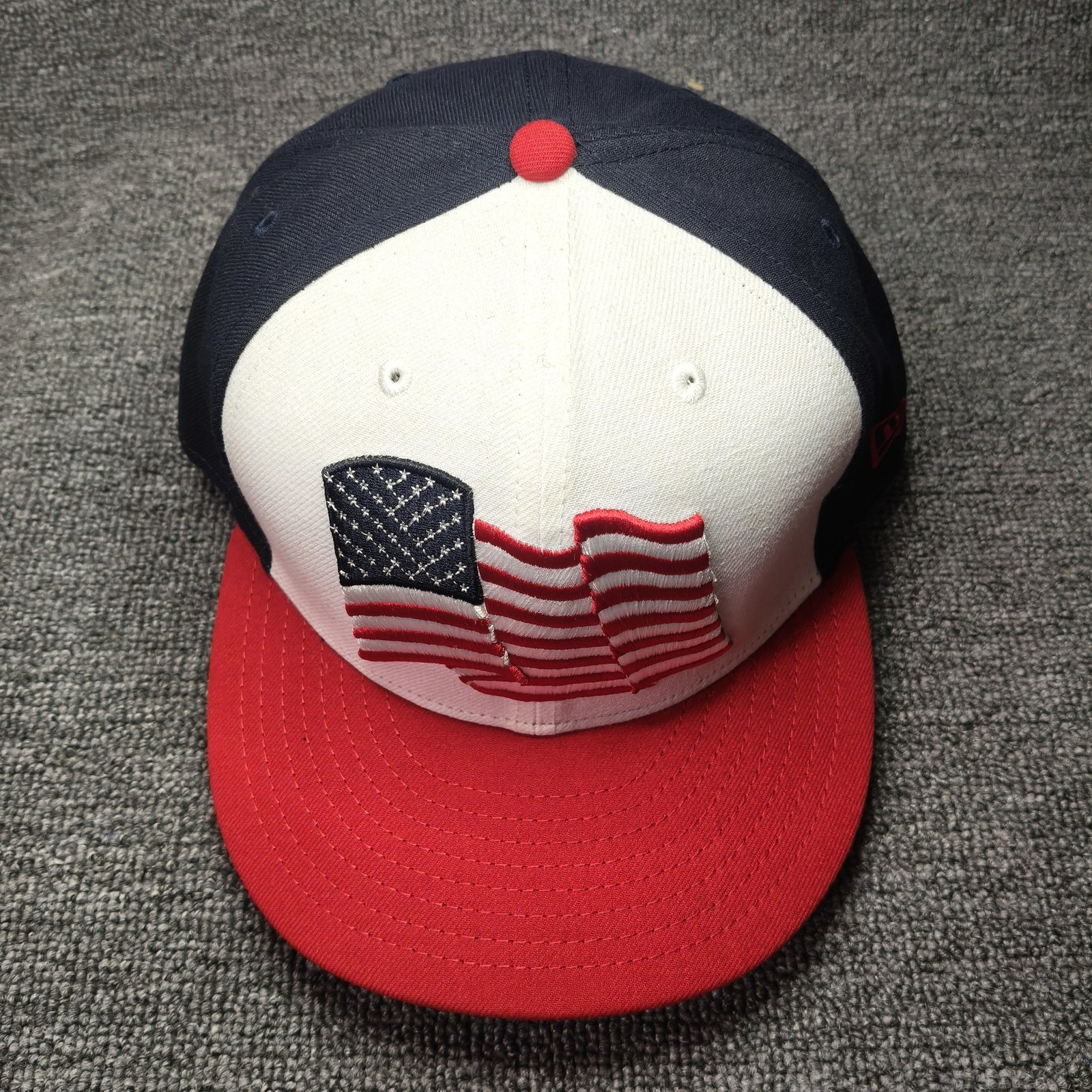 New Era USA 59FIFTY Fitted Flat Brim Red White Blue Hat 7 1 2