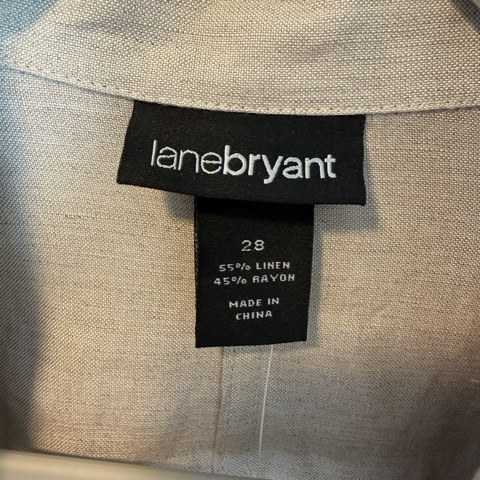 LANE BRYANT Size-28 Womens Linen Blend Blazer Lightweight Natural Beige