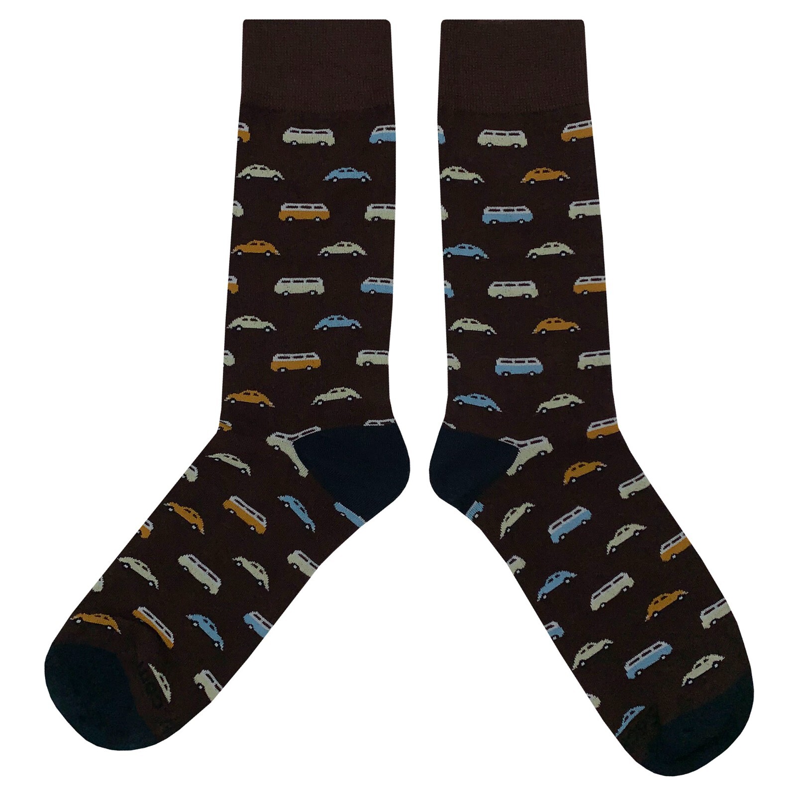 NWT Car Classic Dress Socks Novelty Men 8-12 Brown Crazy Fun Sockfly
