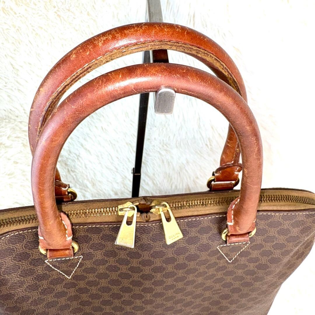 CELINE Half Moon Handbag Macadam PVC Brown Vintage Authentic From Japan