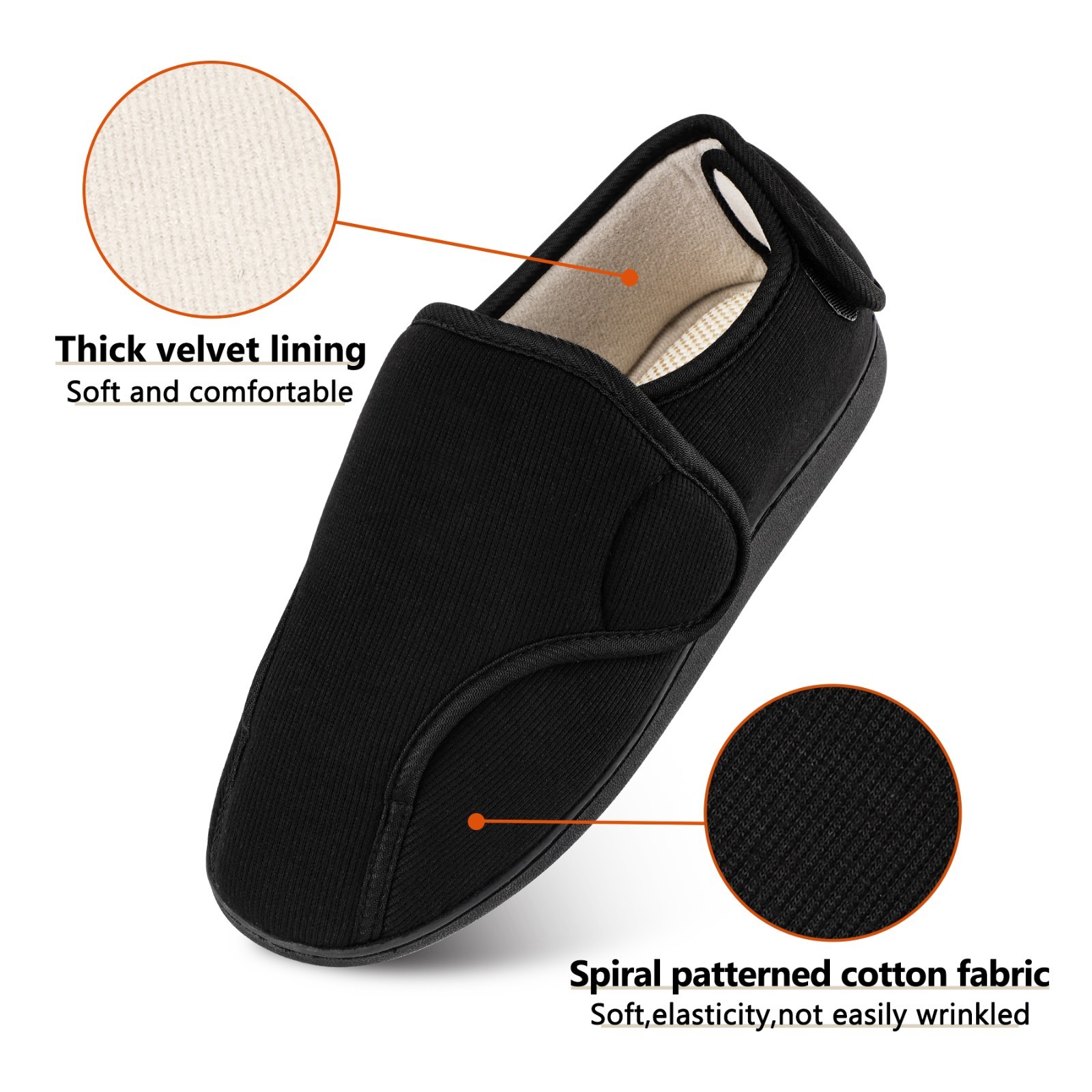 Mens Memory Foam Diabetic Boots Slippers Wide Feet Edema Swollen House Shoes