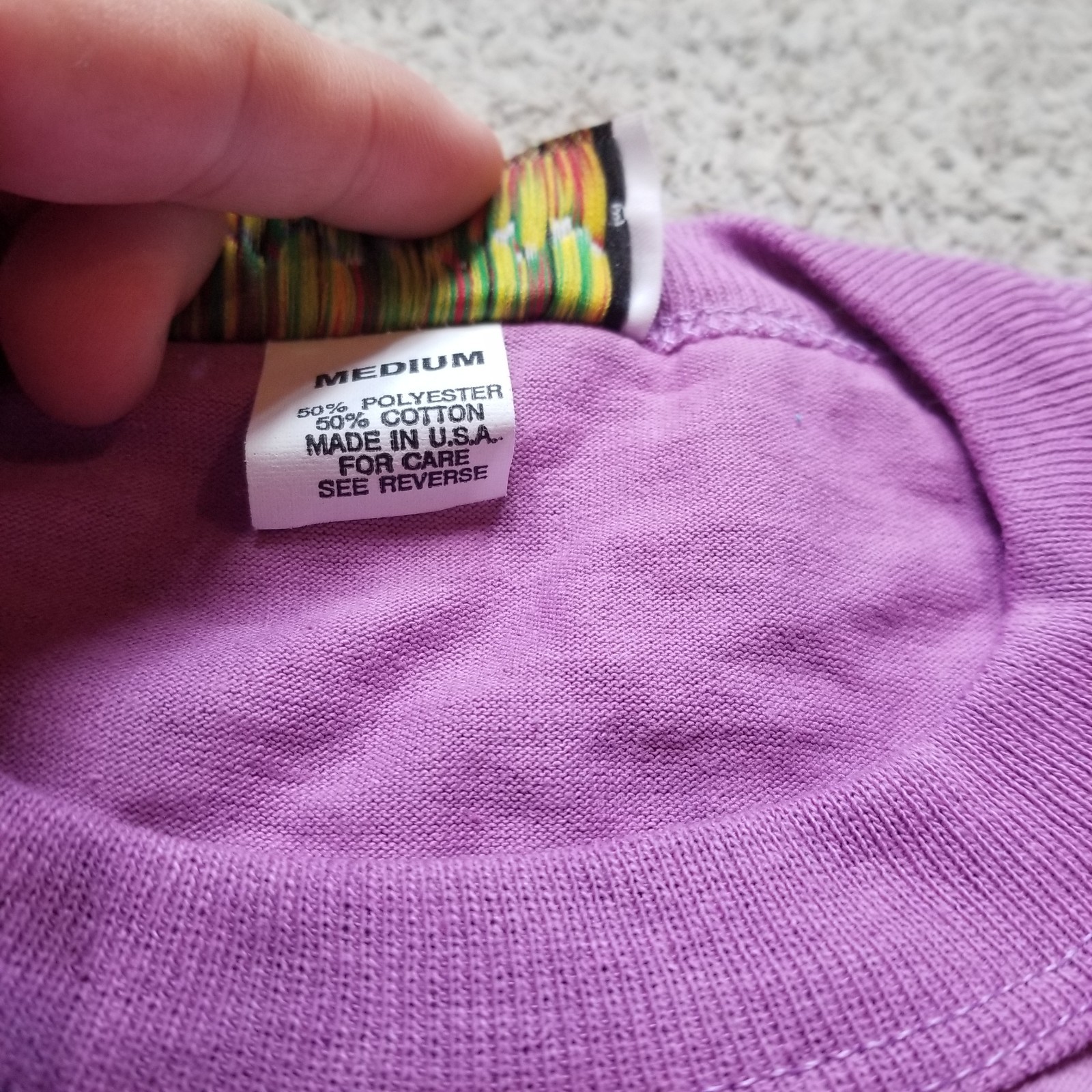 Vintage McGregor Blank Cropped Shirt Mens M Purple Gym Single Stitch 80s 90s