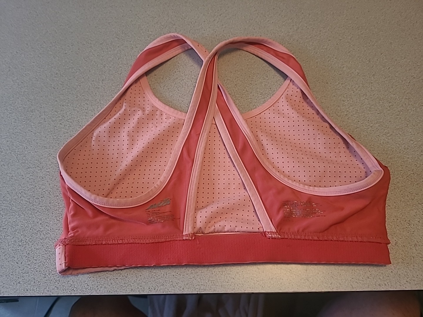 Avia Sports Bra Large 12-14 Pink Red Racerback Lined Wireless Unpadded