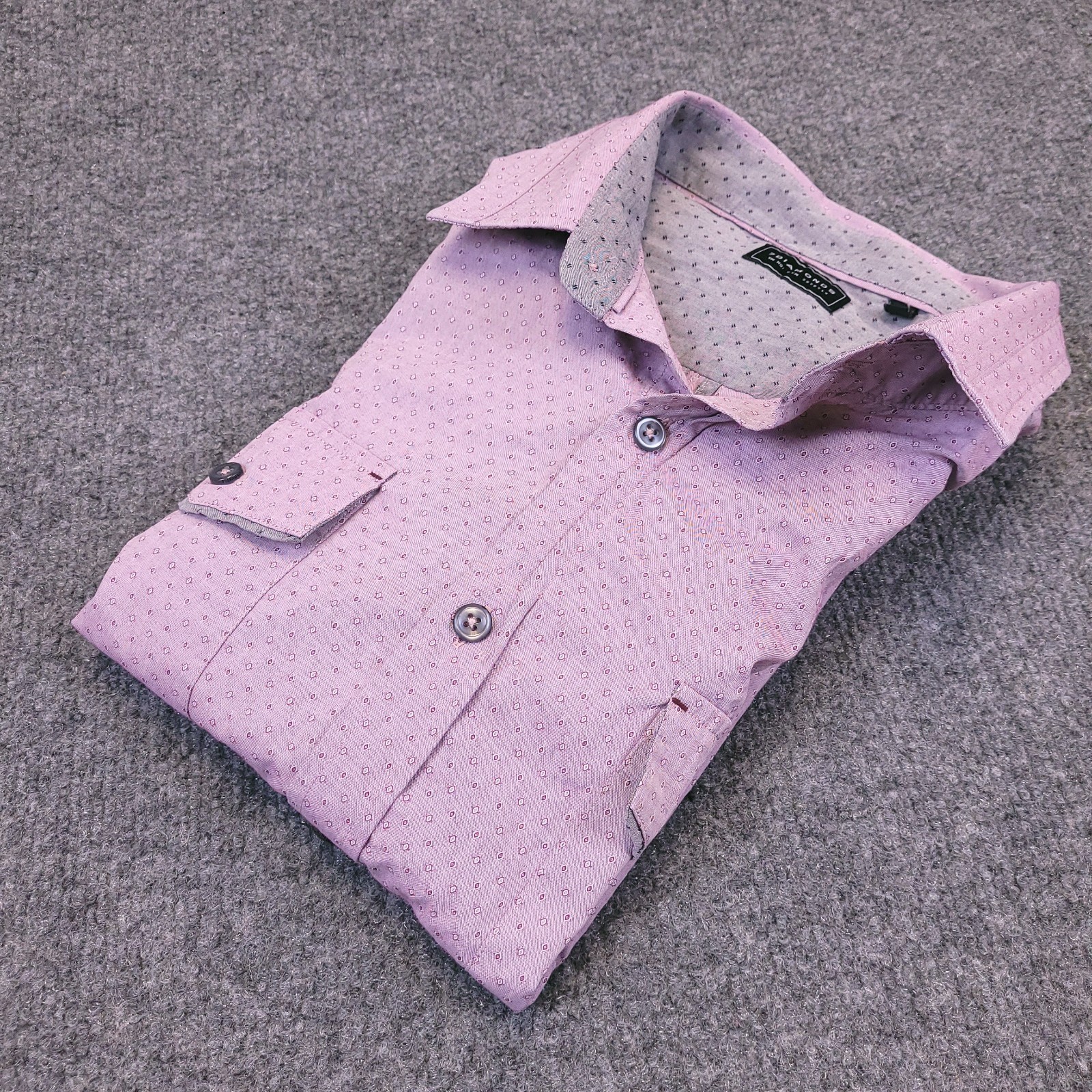 7D 7 Diamonds Weekend Love Shirt Mens Small Soft Lavendar Tonal Geometric Stitch