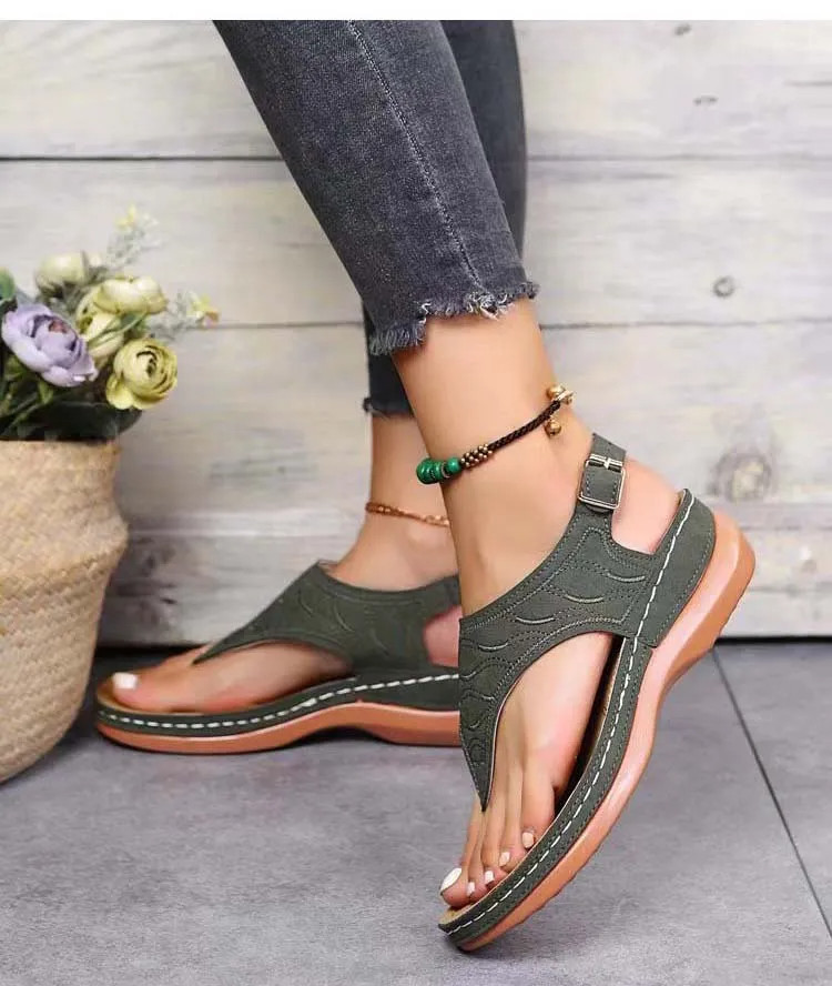 Low-Wedge Women Orthopedic Sandals Casual Flat Shoes Flip Flops Ladies Anti-Slip