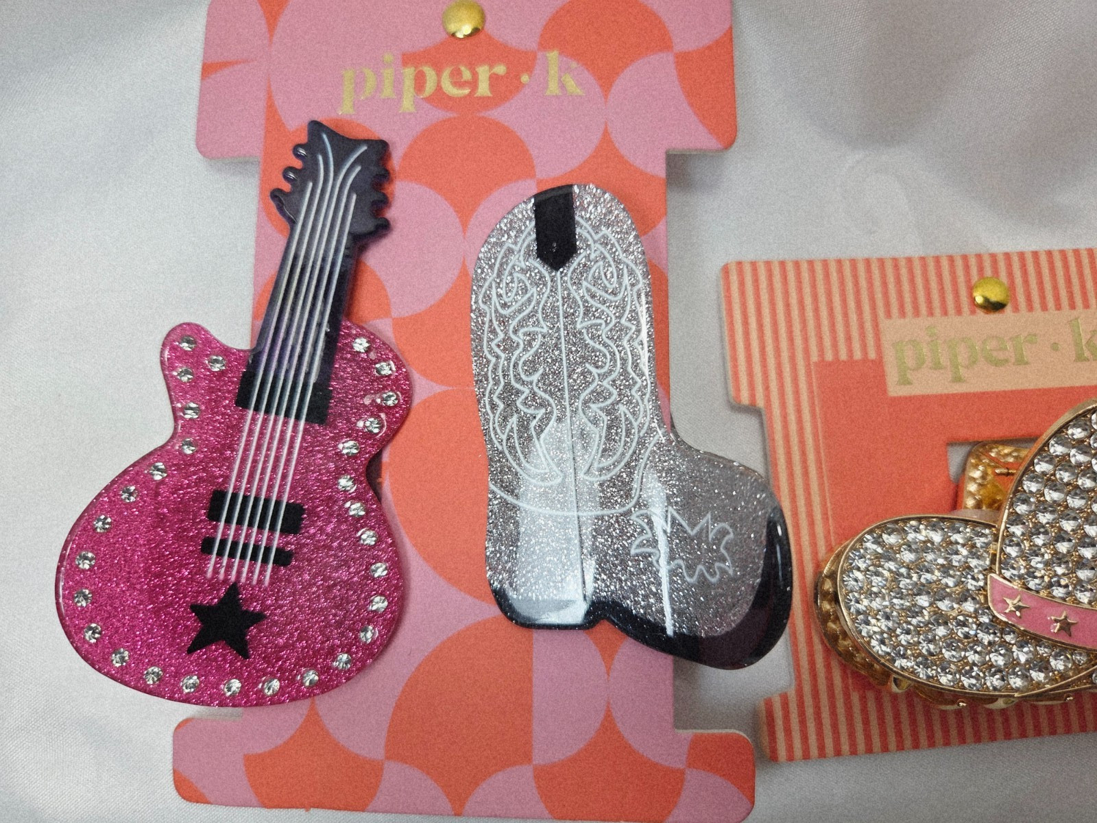 NWT Piper K Cowgirl Boot, Guitar, and Hat Hair Clip, NWT, Super Cute!