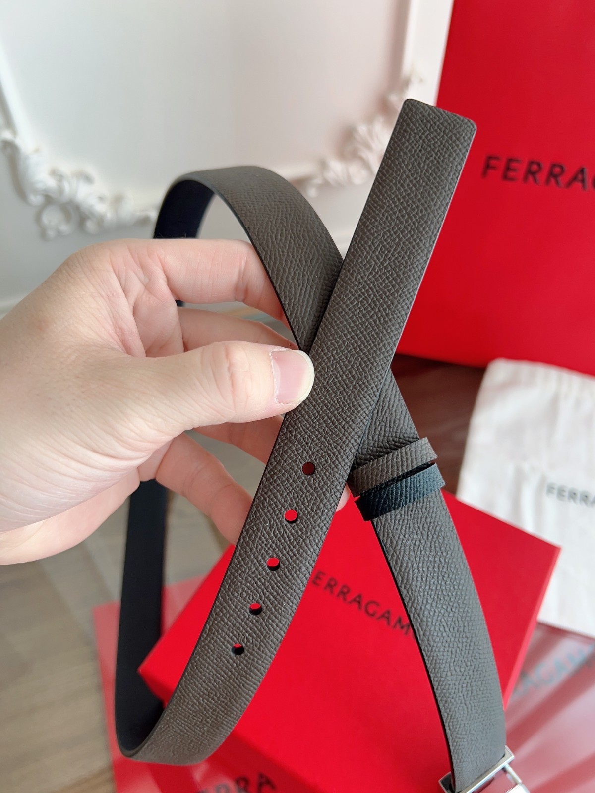 Salvatore Ferragamo Gancini Reversible Leather Belt