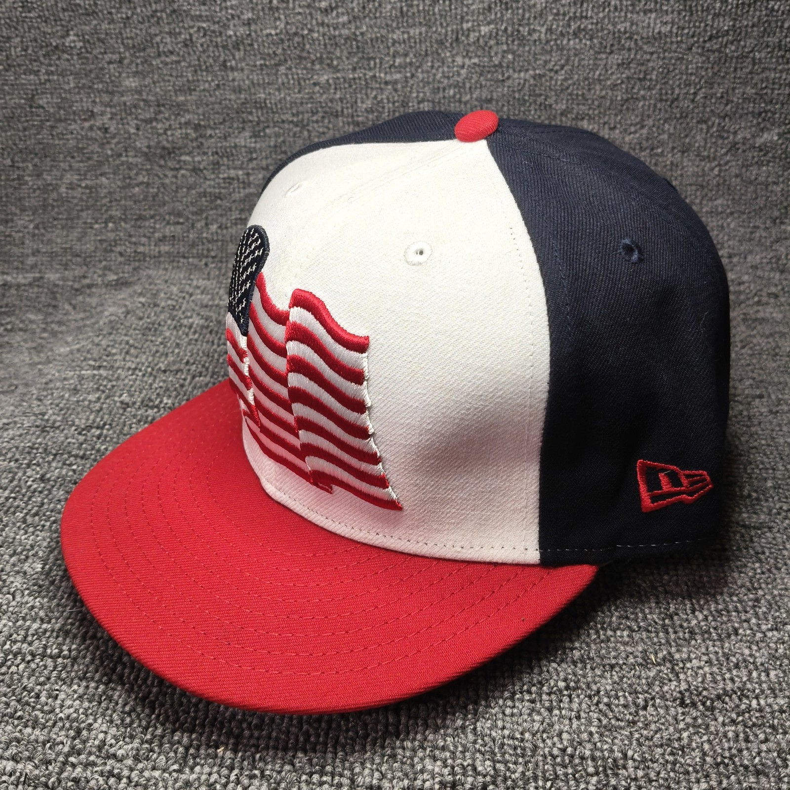 New Era USA 59FIFTY Fitted Flat Brim Red White Blue Hat 7 1 2