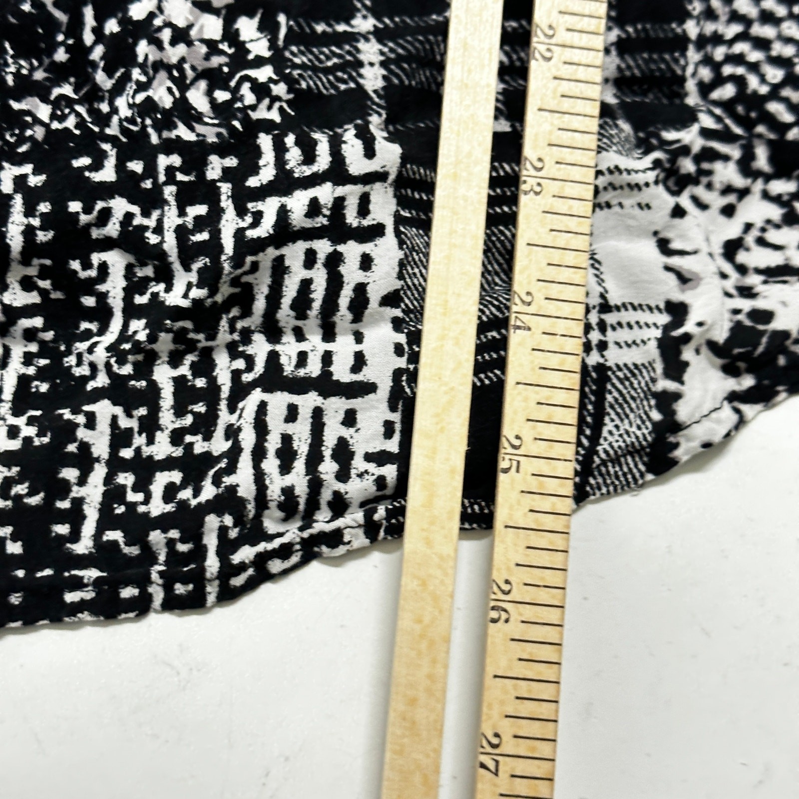 Covington Blouse Plus 2X Black White Patchwork Style Lightweight Cottage Boho