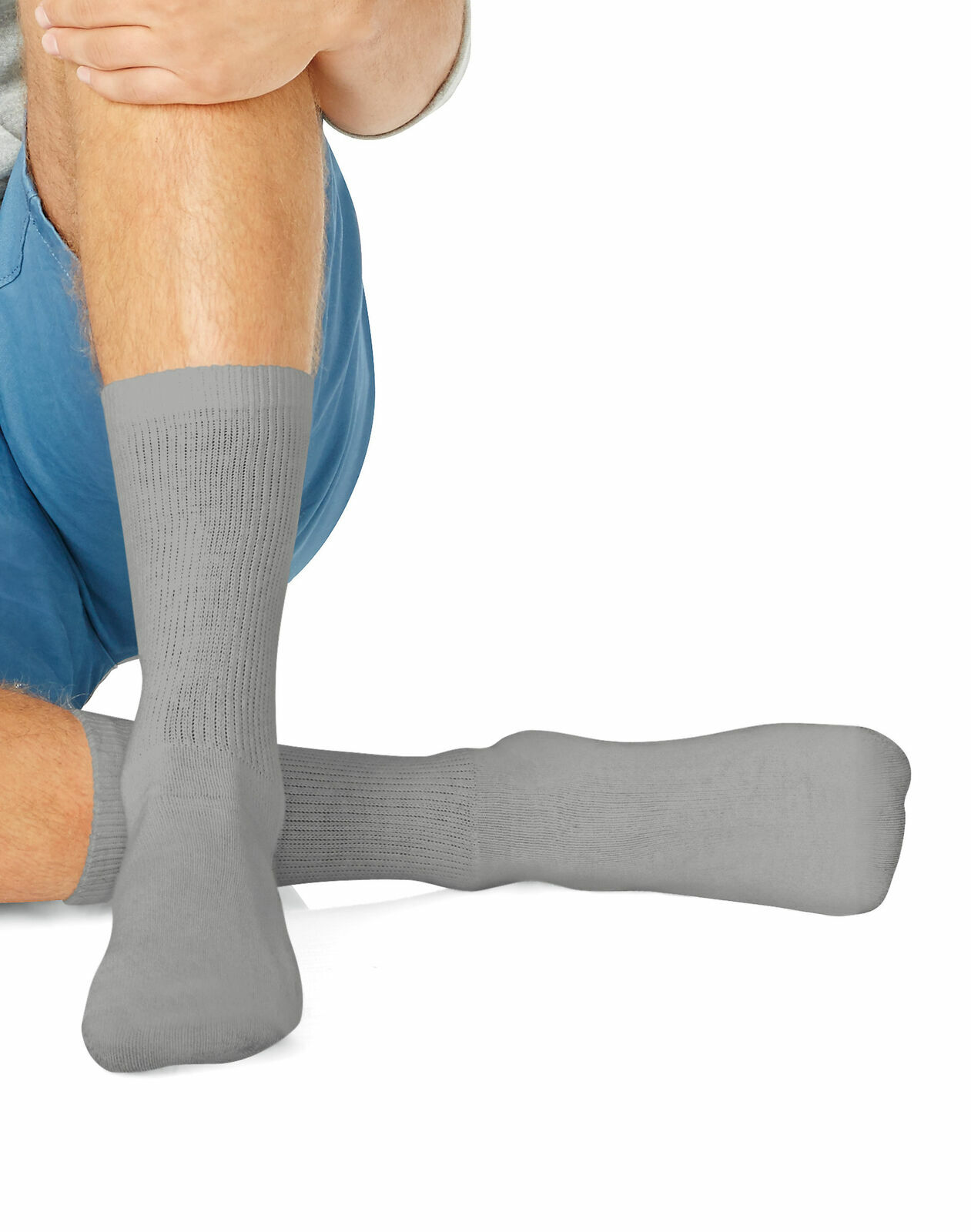 Hanes Premium Men’s Crew Socks White Black Gray Socks Size:10-13/Shoe Size:6-12