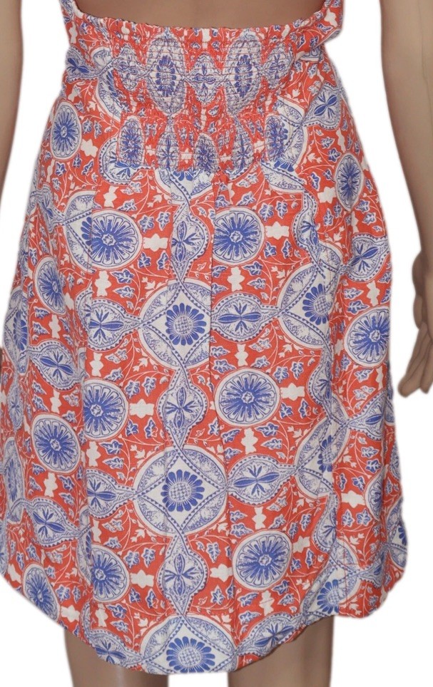Maeve Anthropologie Halter Dress Size M Button Front Linen Blend Tie Neck Preppy