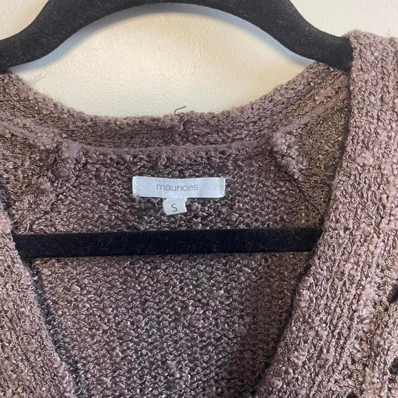 Maurices Womens Pointelle Knit Button Front Cardigan Mauve Brown Size S