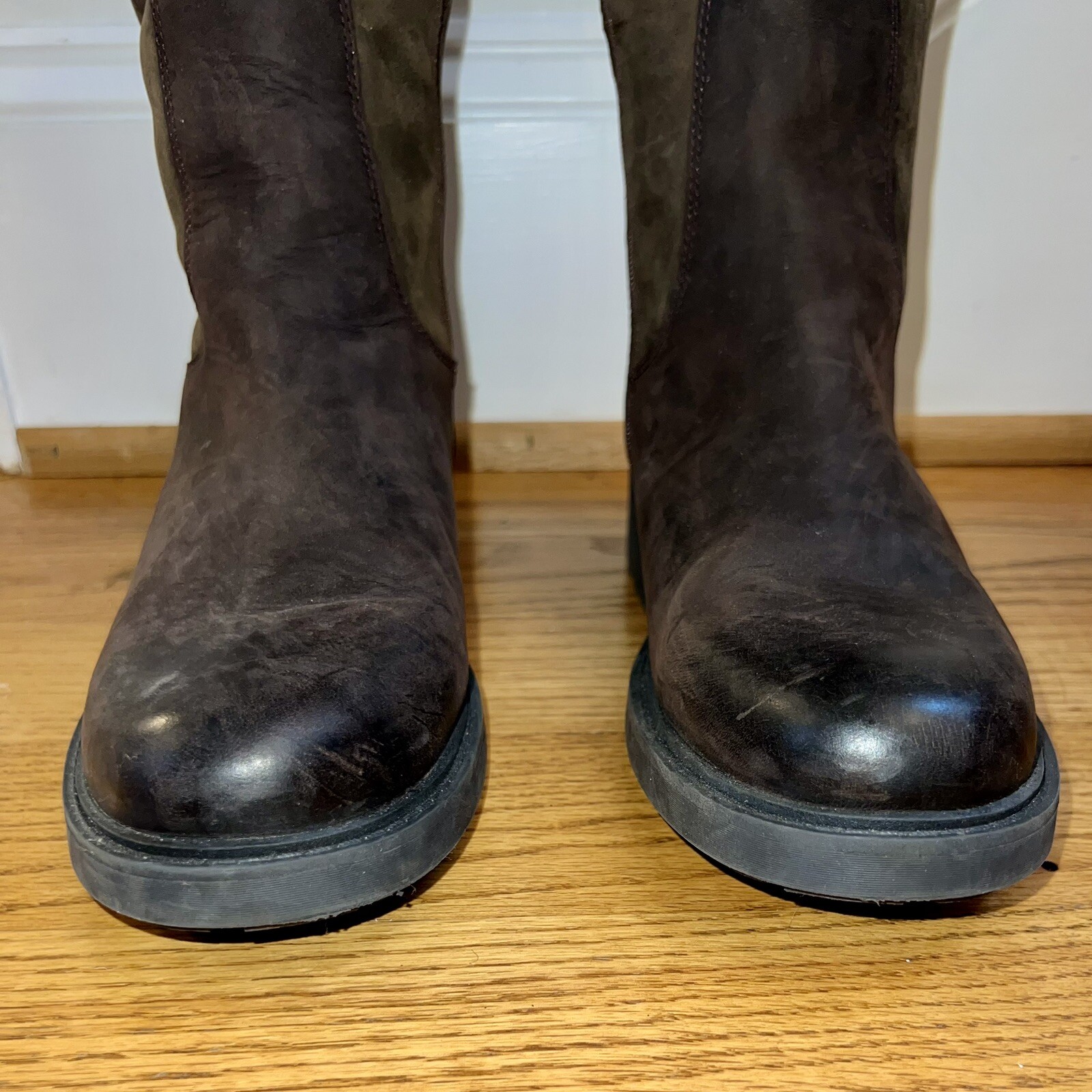 Clarks Leather Boots 9.5 Dk Brown oiled Nubuck Zipper Riding Orinoco2 Horse