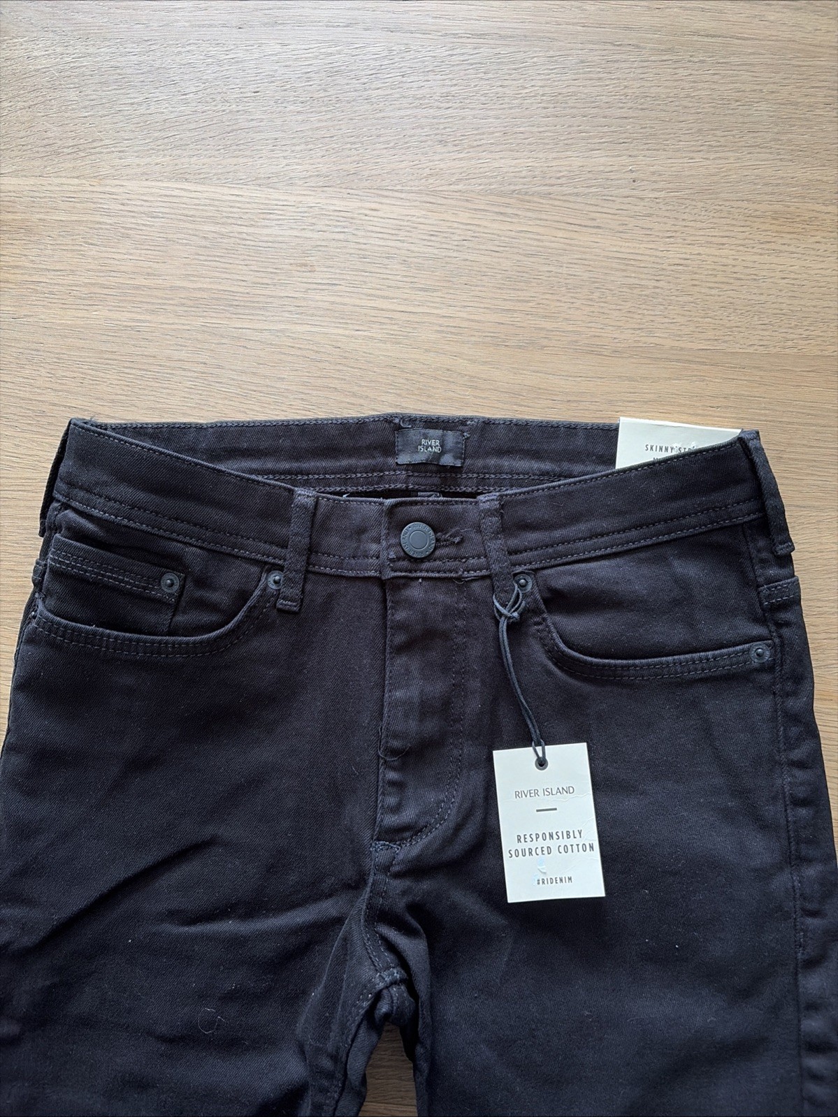 River Island Men’s Skinny Stretch Jeans, Black, Size W28 L30.