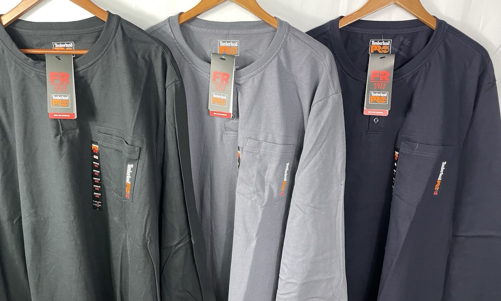Timberland Big & Tall Lot of 3 Men’s 4XL Flame-Resistant Long-Sleeve Henley NWT