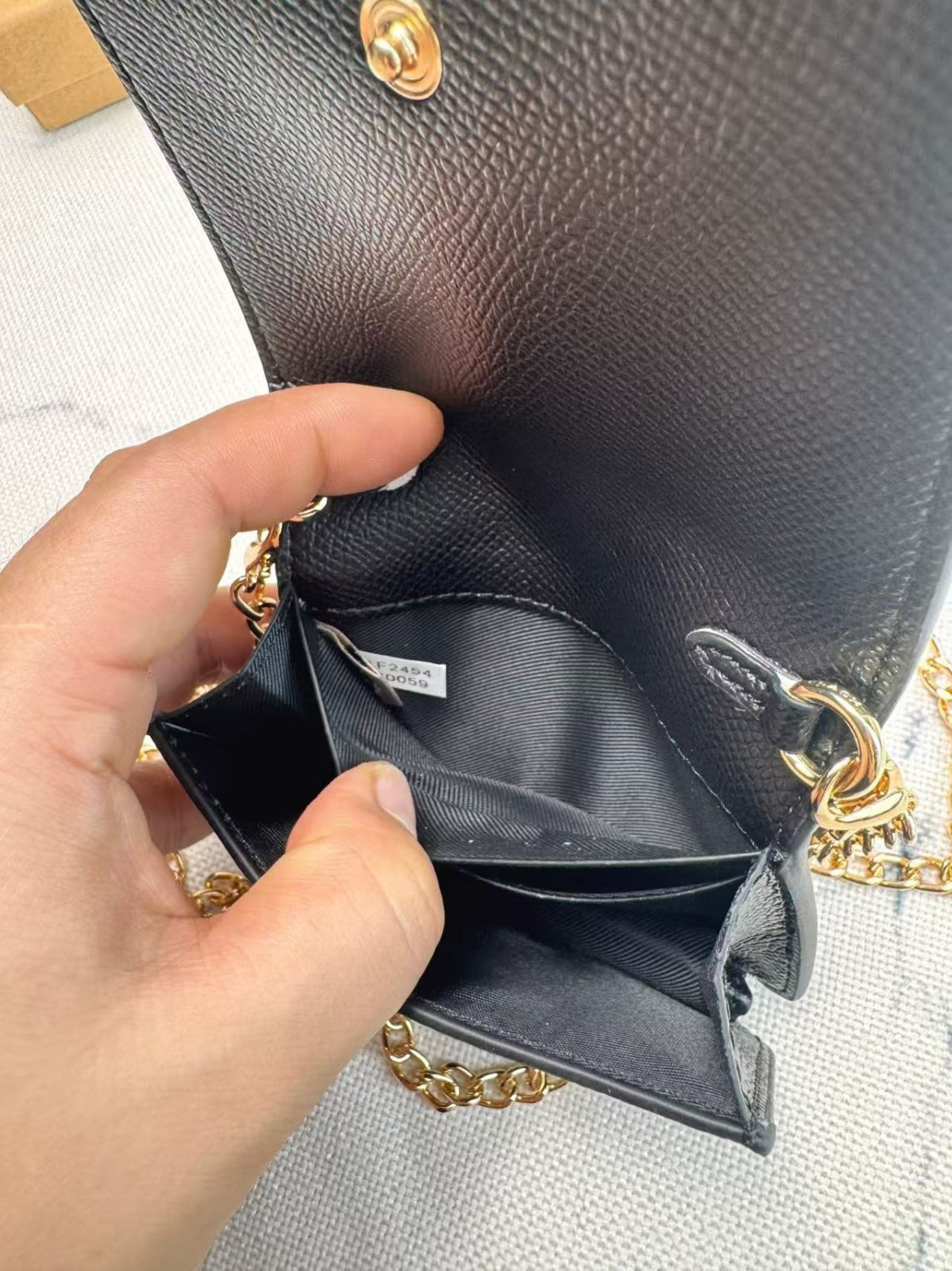 NWT NEW Coach Mini Leather Wallet On a Chain Black C0059 with the box